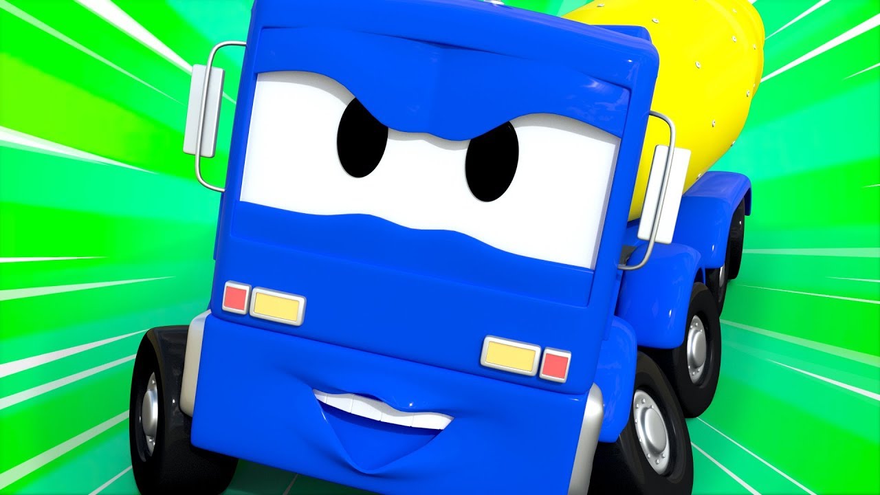 Troy The Train -  Christopher The Concrete Mixer Repairs a Big Crack in The Road! - Train cartoons