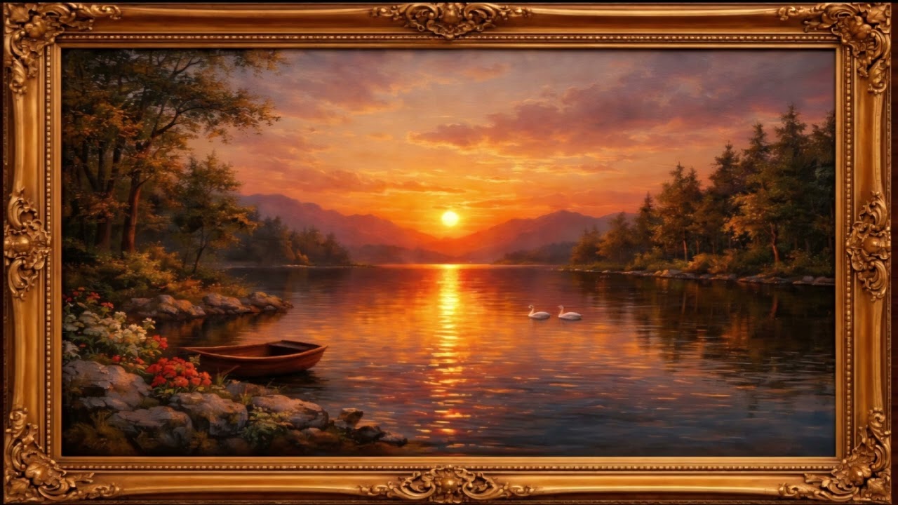 You Won’t Believe This Is a Painting | Golden Sunset Lake Art