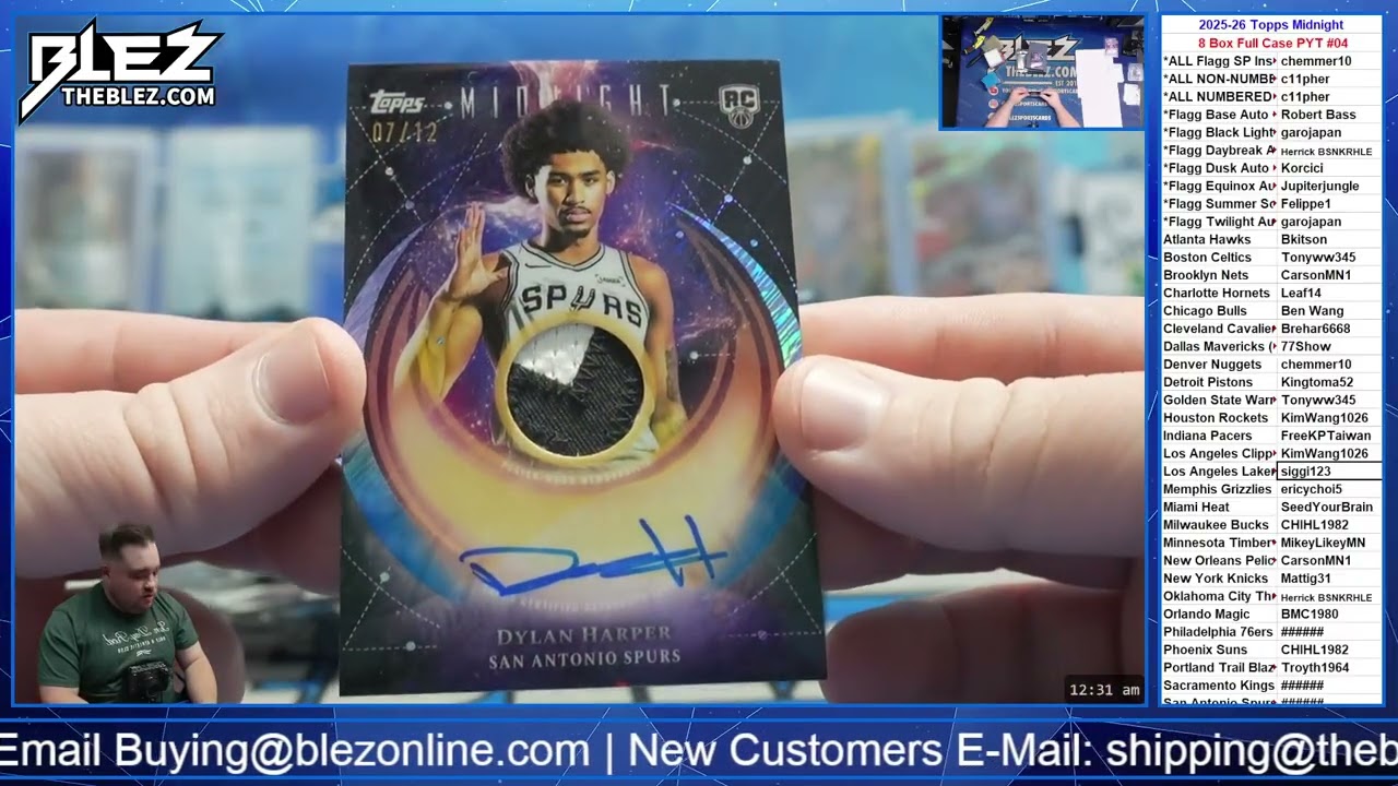 2025 26 Topps Midnight NBA 8 Box Full Case Break Pick Your Team #04