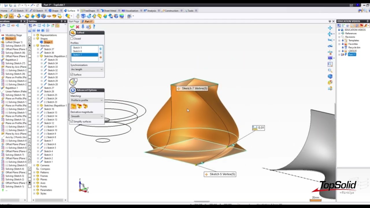 TopSolid Design - Loft Komutu ile Yüzey Modelleme