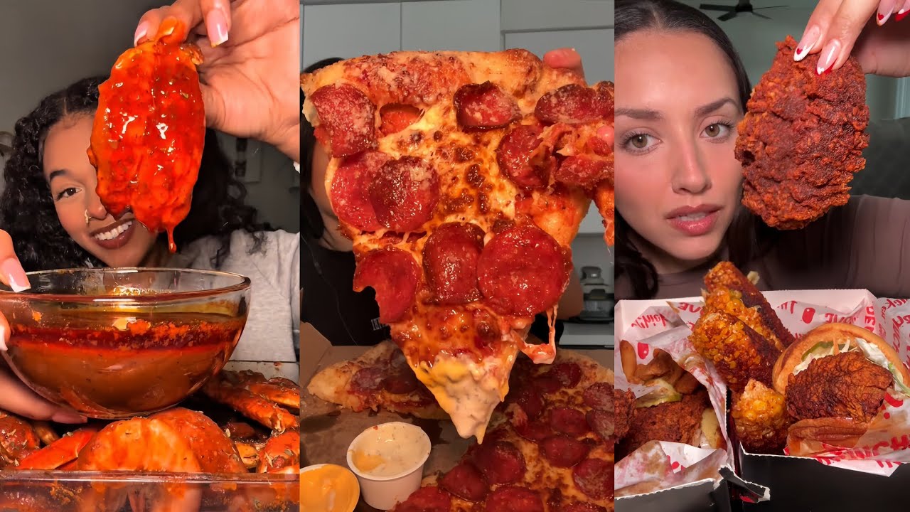 TIKTOK Mukbang Compilation | Seafood Boil, Buldak, Red Chikz, Chili’s, Pizza Hut & More! 🦞🌶🔥🍕