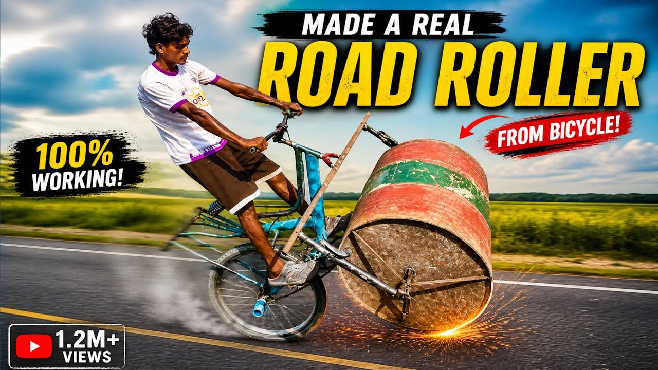 I Turned  My Bicycle  into a Road Roller ! | Crazy  Creative Experiment 