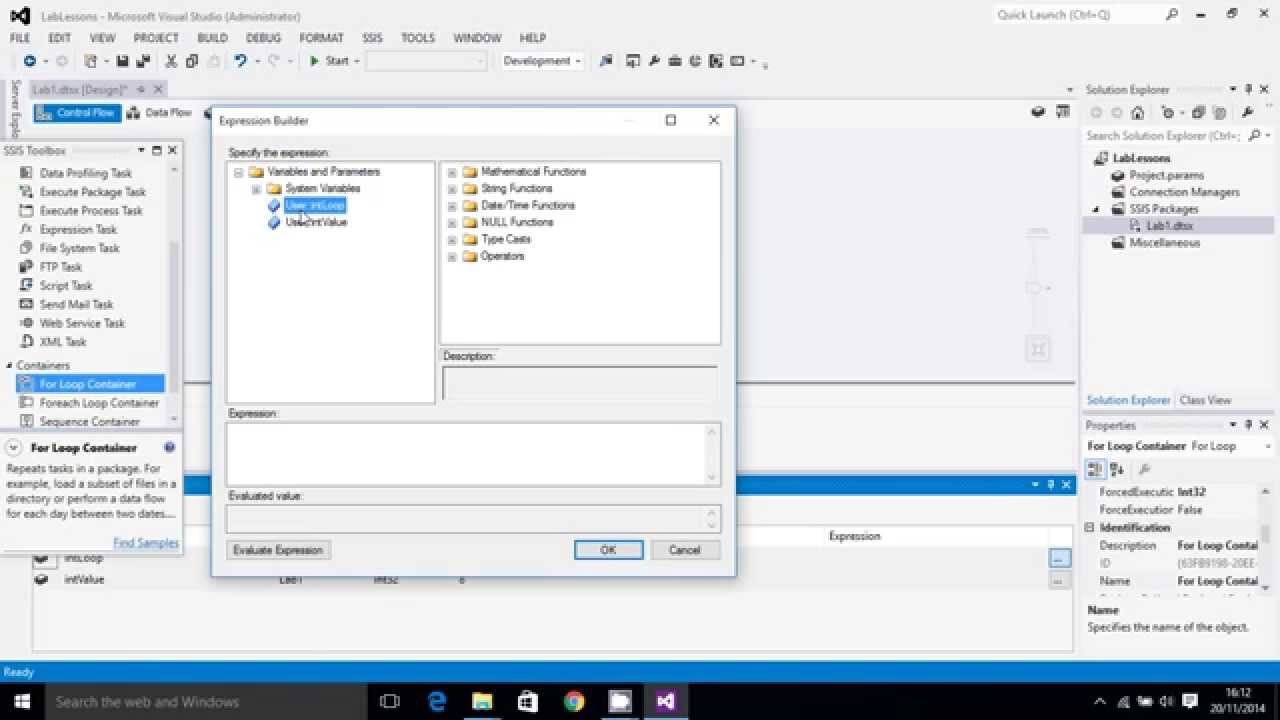 Using Expression Task in SSIS