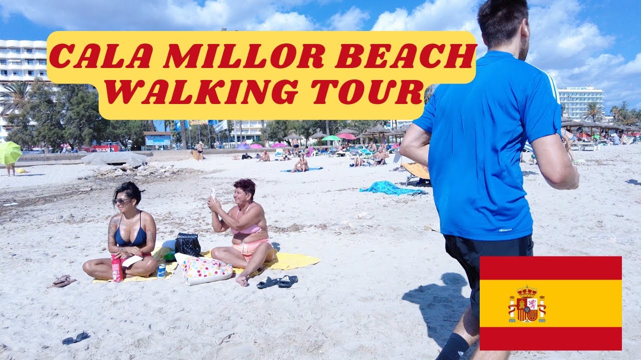 Cala Millor Beach walking tour  (4K UHD)