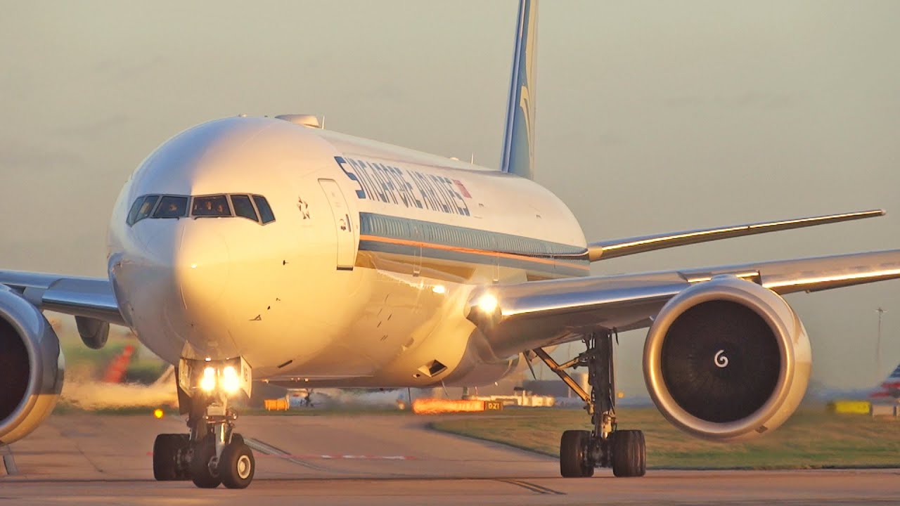 Sunrise Plane Spotting at Manchester Airport - Close Up Runway 23L Departures