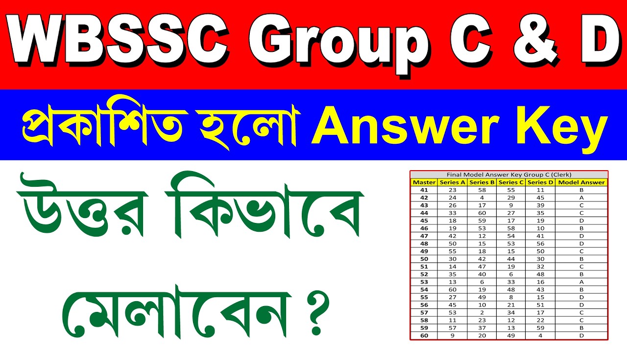 WBSSC Group C & D 2025 Answer Key || WBSSC গ্রুপ C ও D এর অফিসিয়াল উত্তরপত্র প্রকাশিত