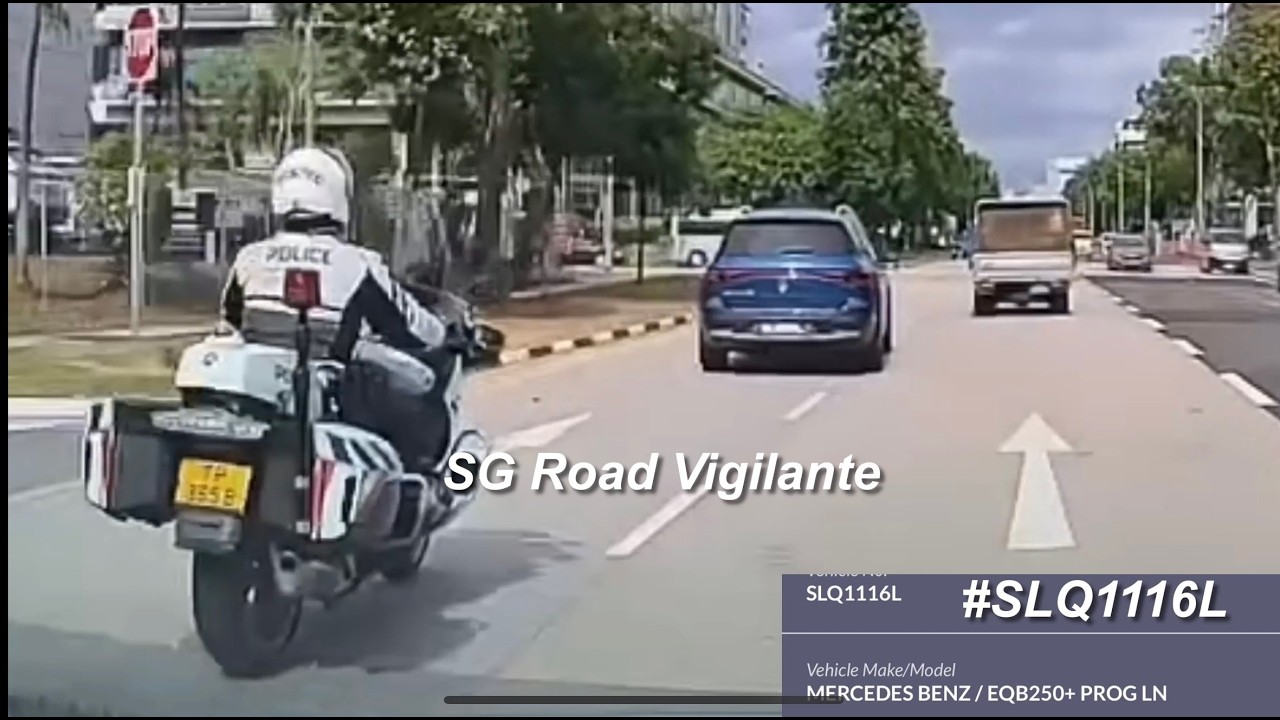 11feb2026  #SLQ1116L mercedes eqb250 changing lane without due care singapore police force officer
