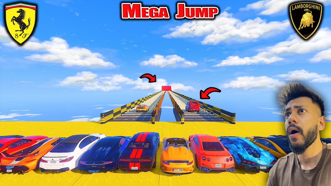 GTA 5 SUPER CARS🚀 VS MOUNTAIN RAMP JUMP CHALLENGE |ABHISHEKKZ GAMING