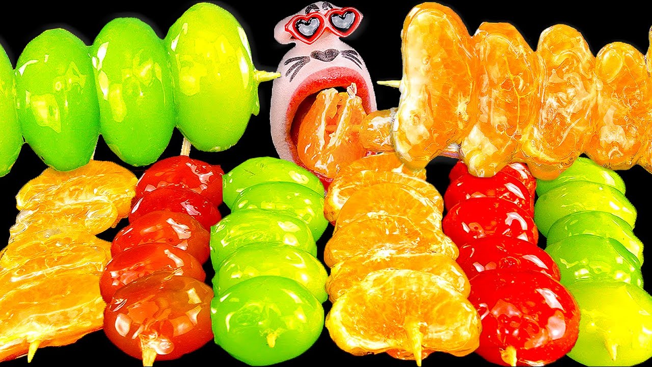 Orange, Shine Musket, Tomato, Grape Tanghulu! | REALMOUTH's ASMR MUKBANG