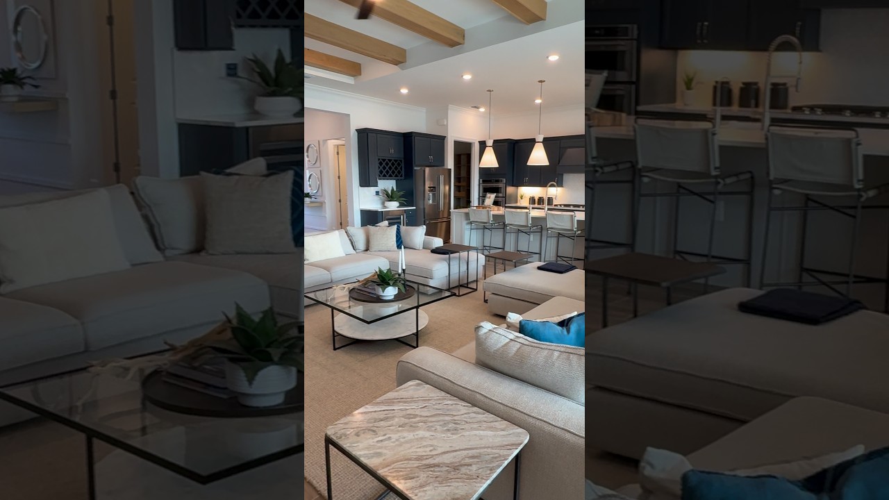 Stunning Living Room Design with Open Kitchen Floor Plan