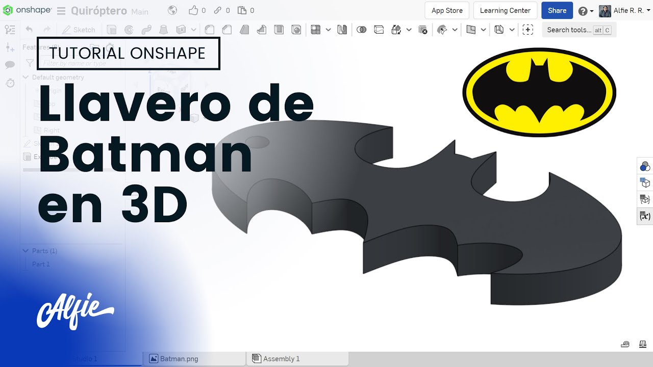 Modelado 3D de llavero con logo de Batman 🦇 | Tutorial Onshape ~ Alfie R. R.