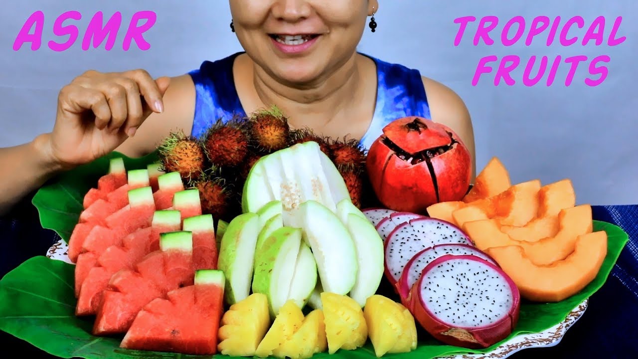ASMR Tropical Thai Fruits | ผลไม้รวม | Eating Sounds | Light Whispers | Nana Eats