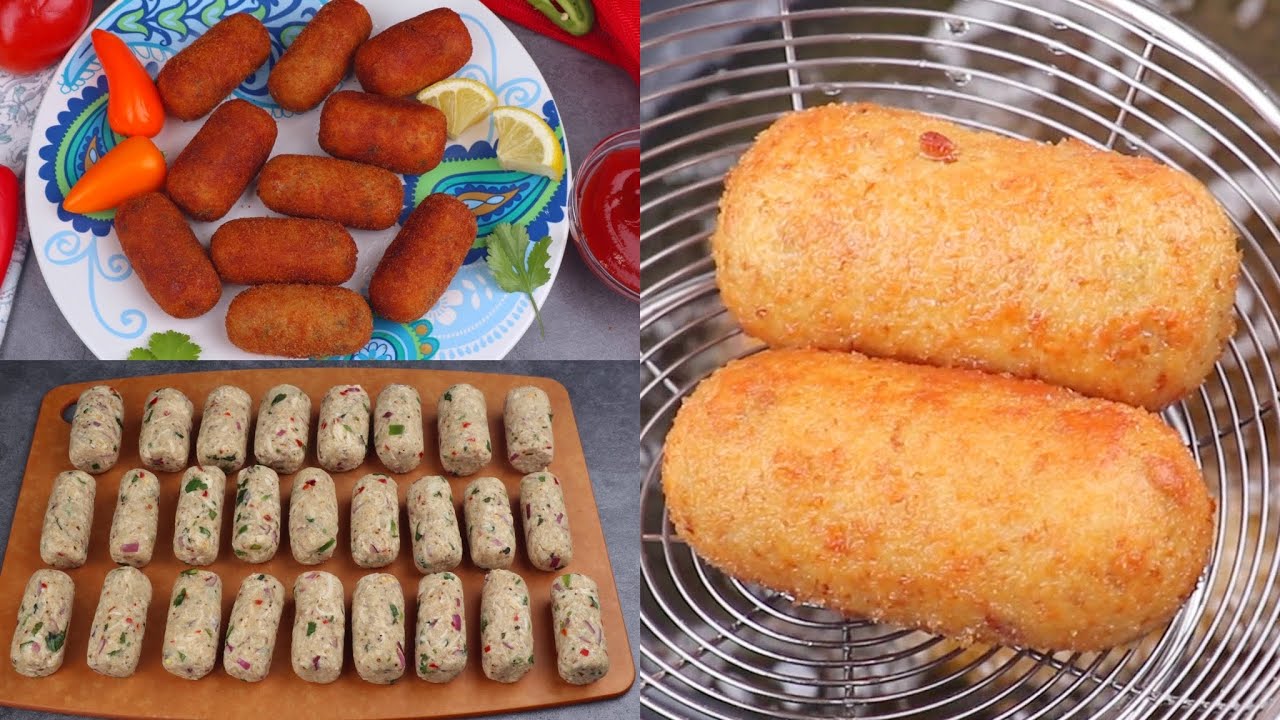 Potato Chicken Cheese Rolls / Cutlets / Kabab, Potato Chicken Croquettes, Crispy Aloo Chicken Kebab