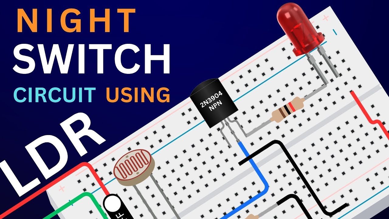 Amazing Project to make automatic night switch using LDR and Transistor 2N3904 on Breadboard