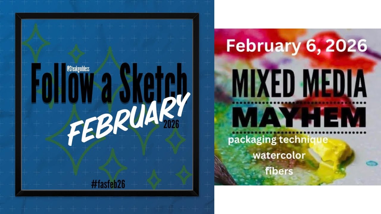 Follow A Sketch February | Mixed Media Mayhem | Vicki Boutin | Cat Dad