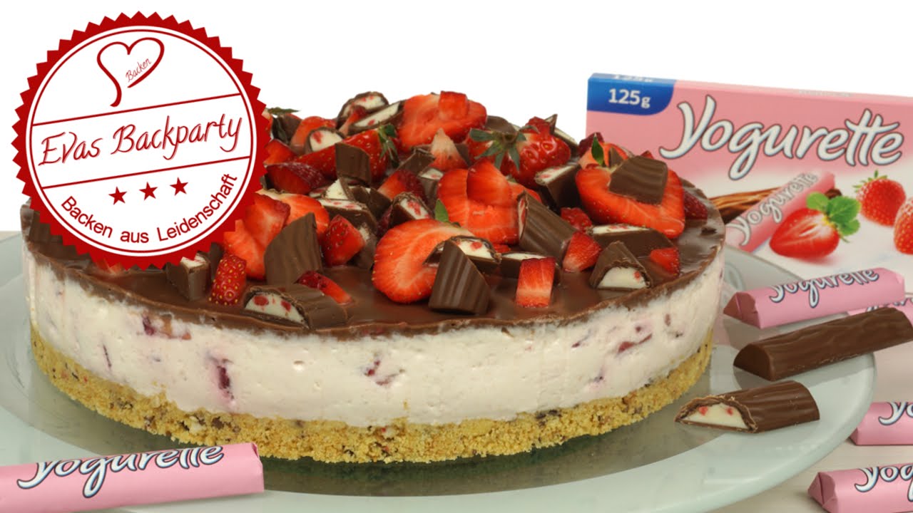 Yogurette-Erdbeer-Torte / Yogurettentorte / Erdbeertorte / Sommertorte / No Bake / Evas Backparty
