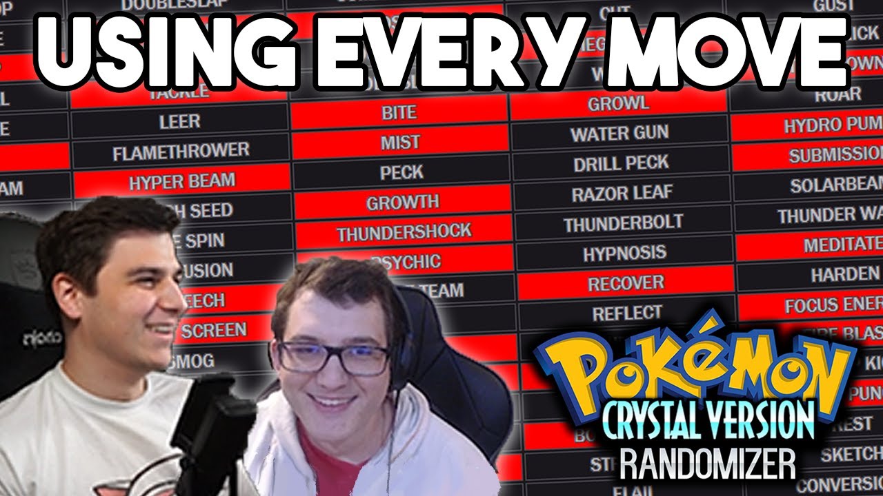 First person to USE all moves wins the race vs Shenanagans | Pokemon Crystal Randomizer