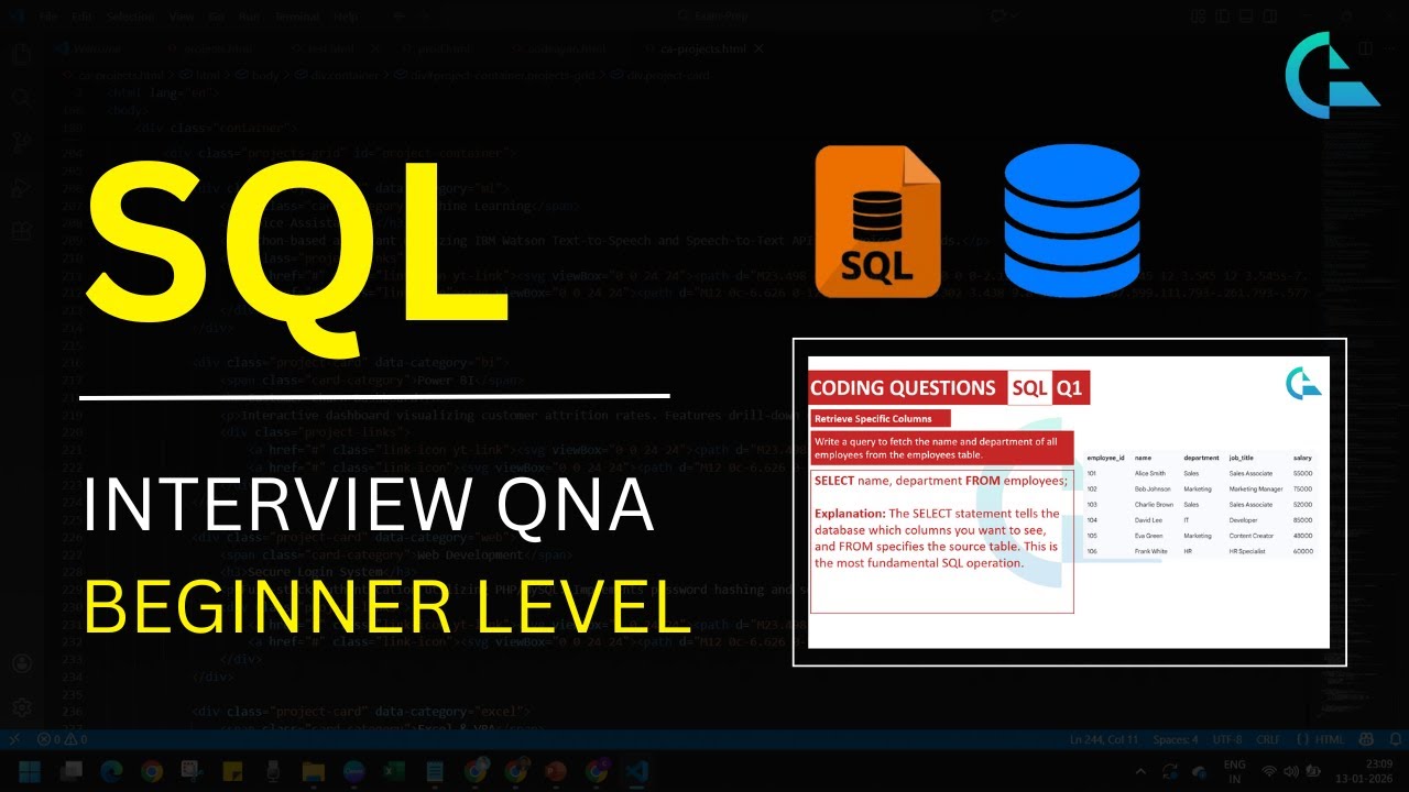 SQL Interview QnA | Theory + Coding | Beginner Level | codeayan