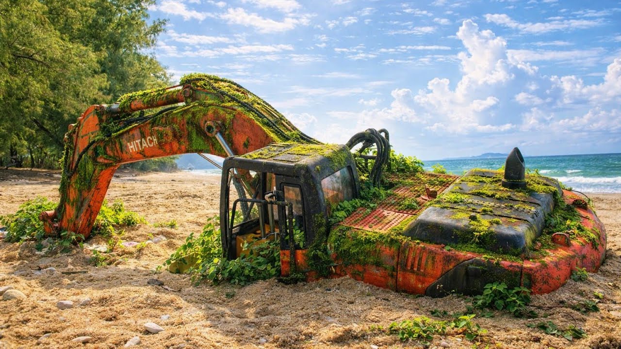 Story Line : Salvaging An Abandoned HITACHI Excavator In Beach (WILL IT START?) Remasted