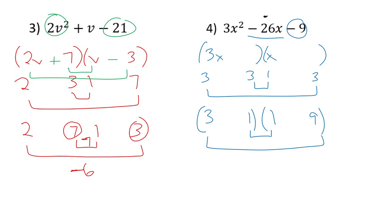 Factor trinomials with leading coefficient not equal to 1 (guess and check)