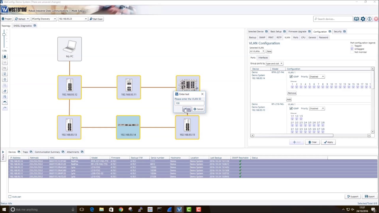 VLAN configuration using WeConfig