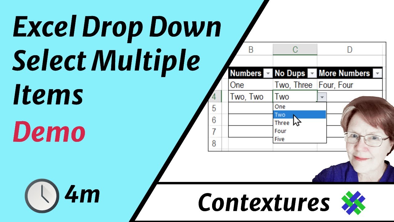 DEMO: Select Multiple Items from Excel Data Validation List