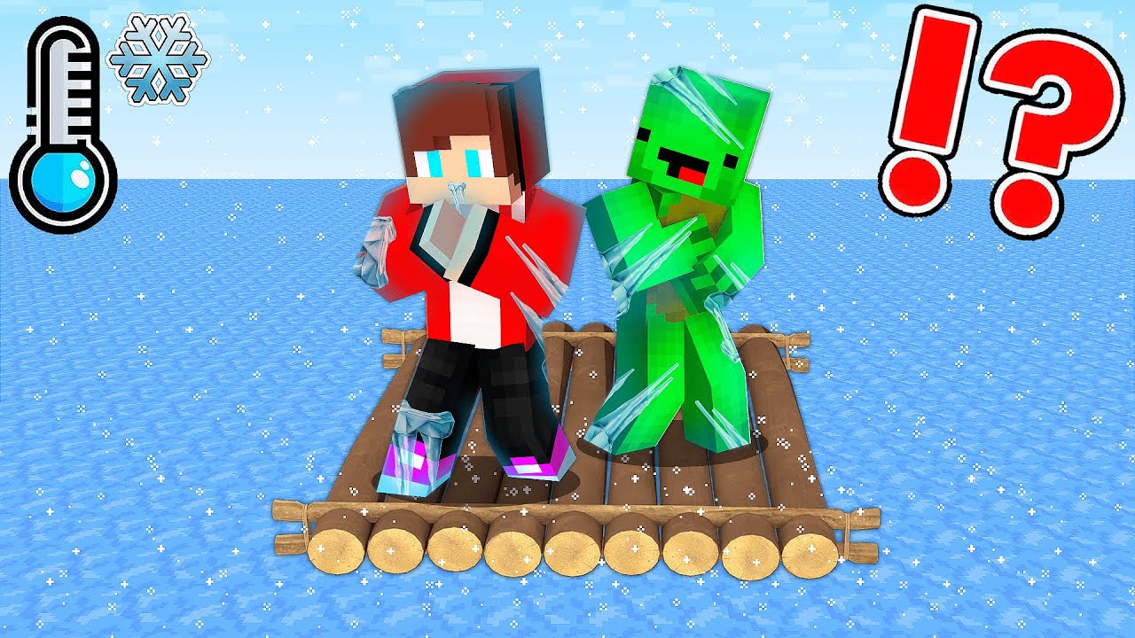 JJ And Mikey ICE RAFT SURVIVAL In Minecraft - Maizen