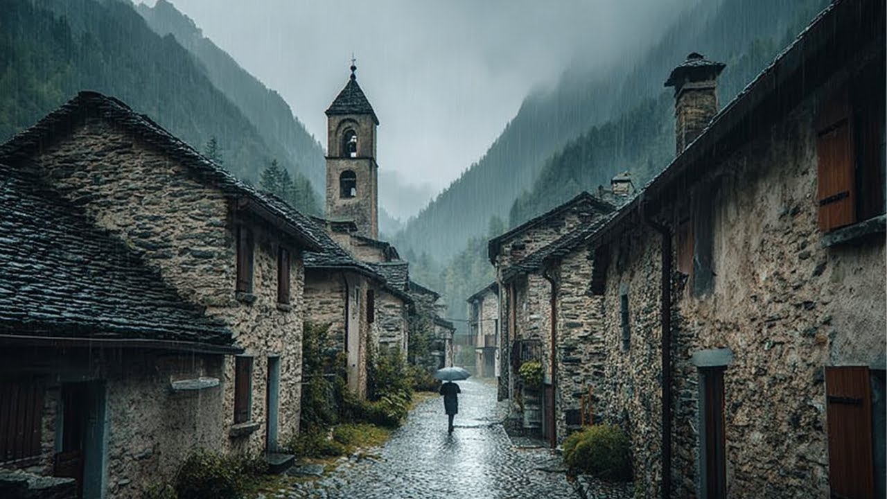 Rainy Walk in an 800-Year-Old Swiss Village 🇨🇭 Timeless Alpine Beauty