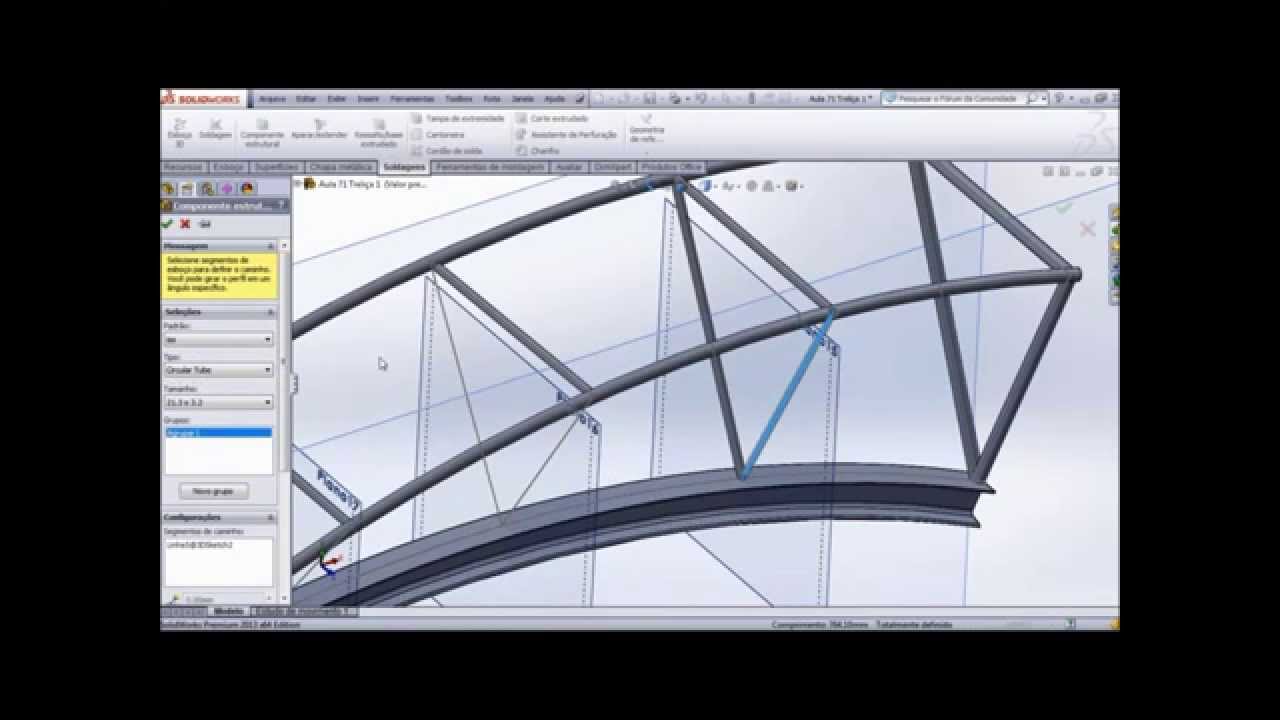 Aula 71 - Treliça Metálica Modulo Soldagem - Solidworks - Marcelo Pereira
