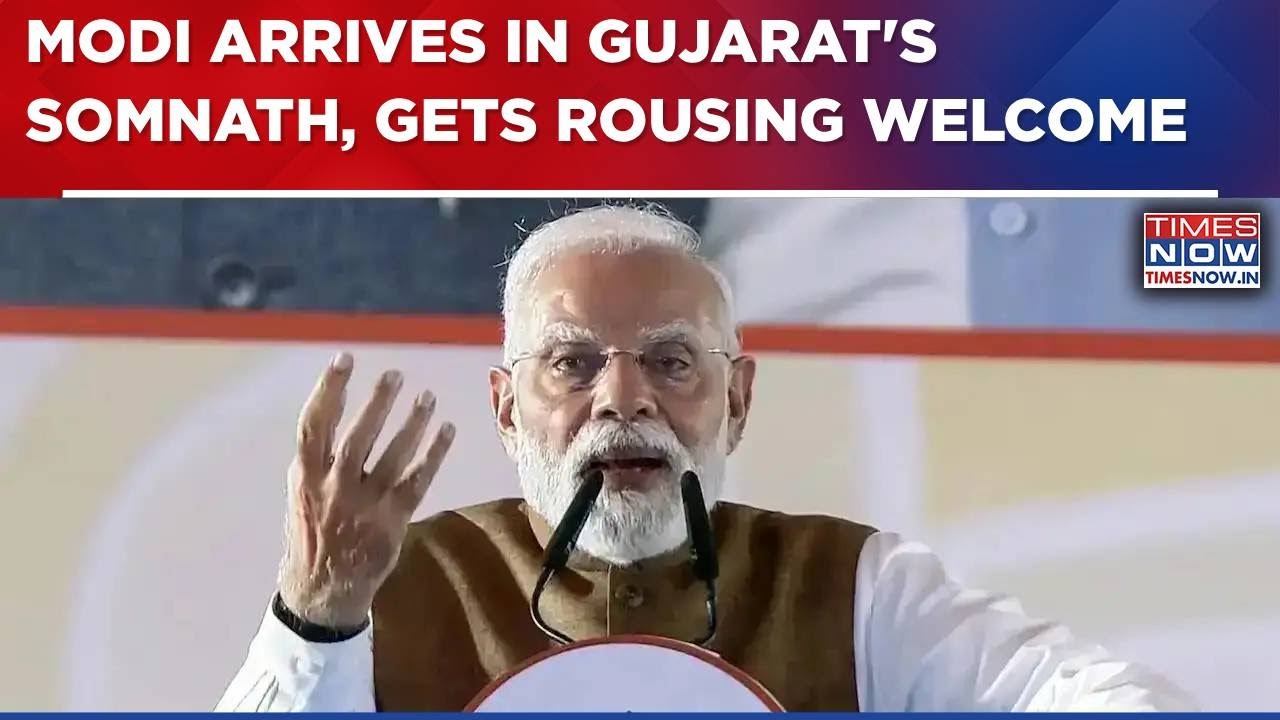 PM Modi Arrives In Gujarat's Somnath, Gets Rousing Welcome; Set To Attend Somnath Swabhiman Parv