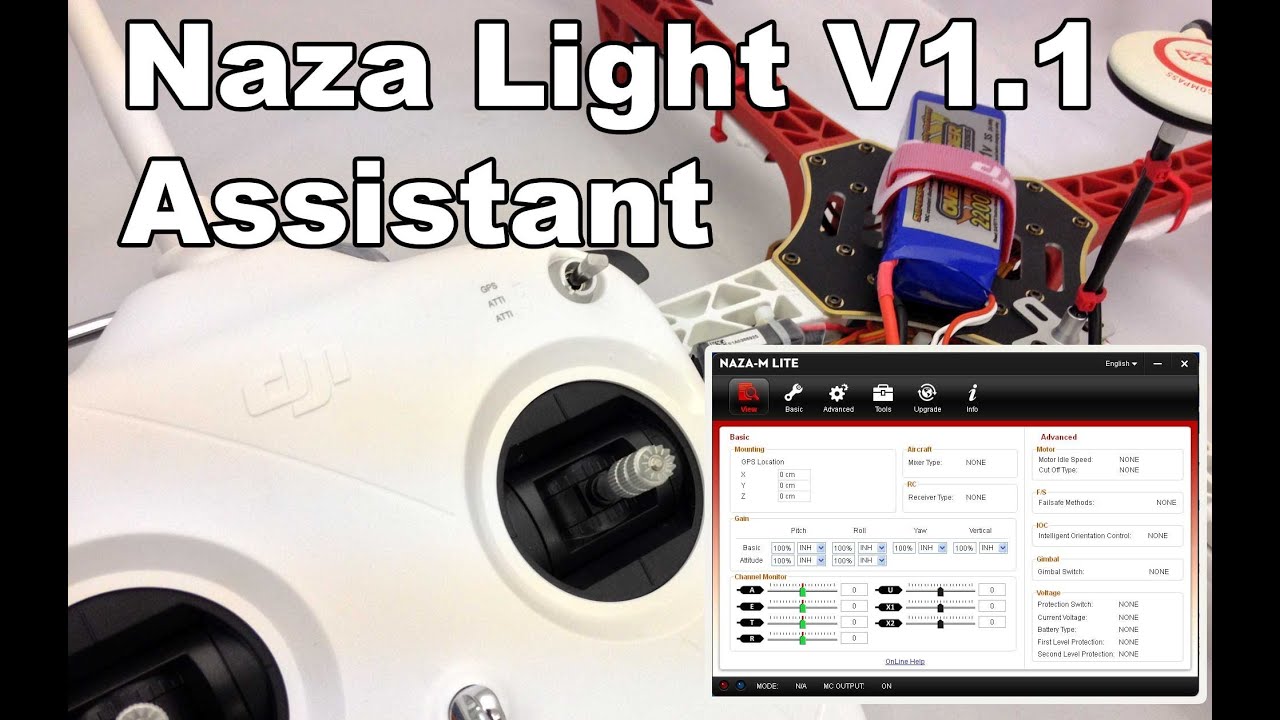 Using the DJI Naza Assistant Software for RC Calibration, Motors, IOC, Failsafe, Voltage, GPS