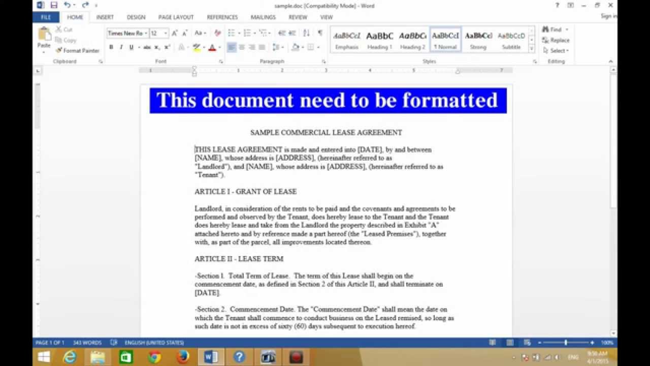 Word 2013 - How to Automatically Format an Existing Document