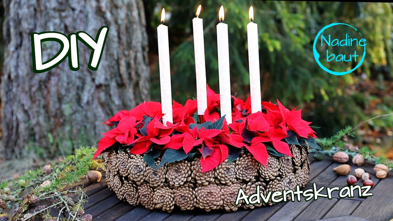 Adventskranz selber machen - Weihnachtsdeko aus Kiefernzapfen basteln - DIY