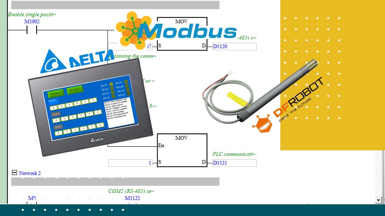 MODBUS RTU (RS-485) ENTRE PLC HMI DELTA TP70P Y SENSOR SEN0438 FG6485A CON ISPSOFT TPEDITOR