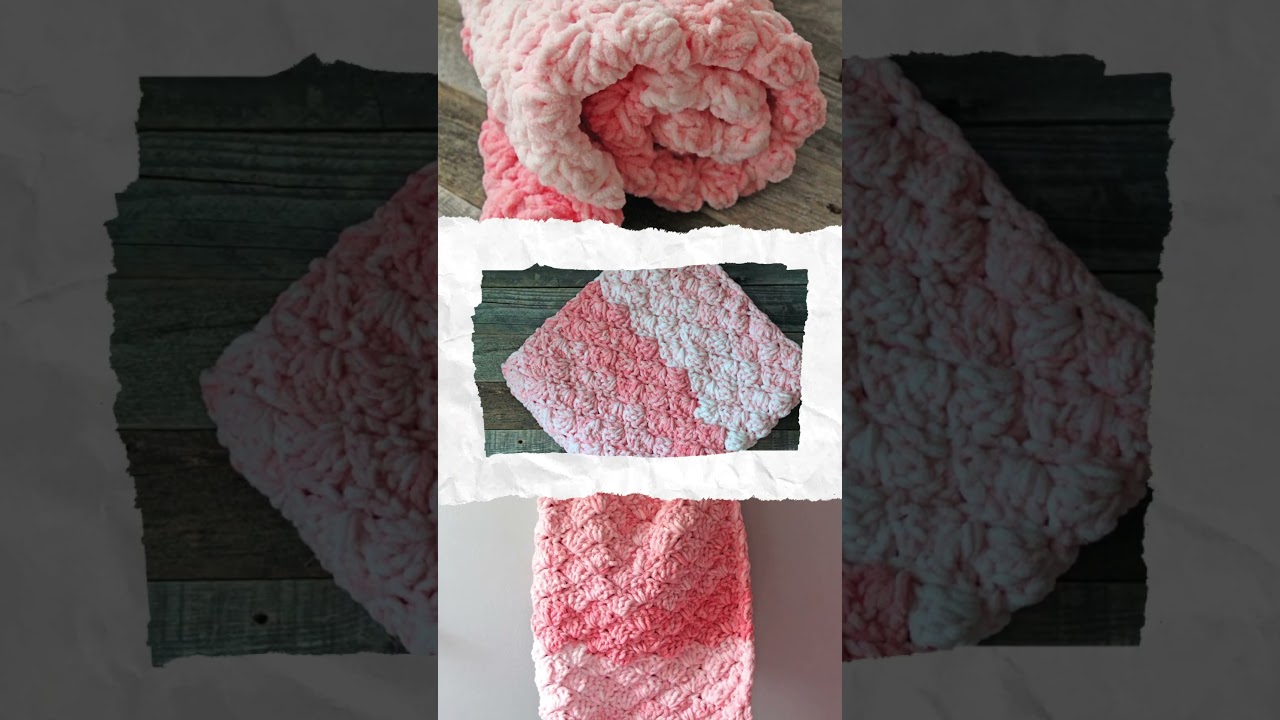 Easy Bernat Baby Blanket Yarn Shell Double Crochet Pattern Super Chunky Yarn Tutorial  #crochet