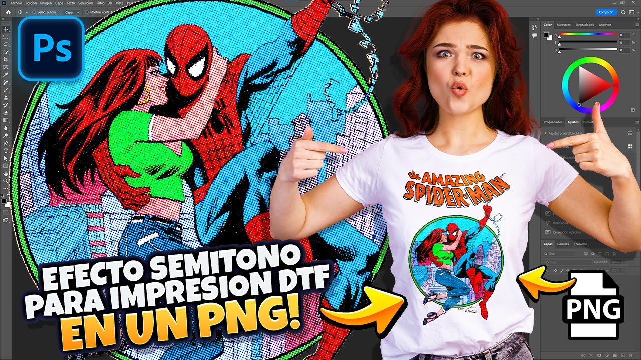 Efecto Semitono para Impresión DTF en una Imagen sin Fondo 