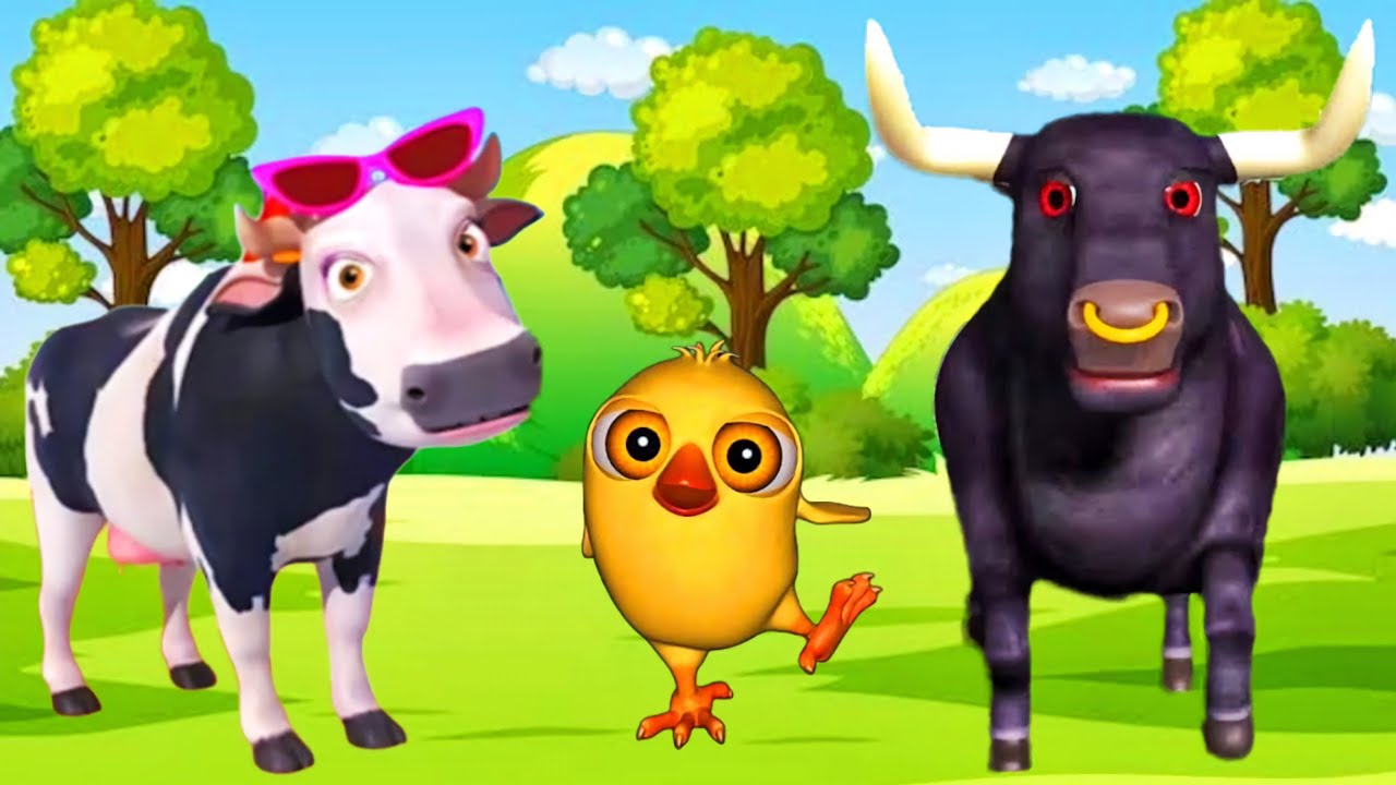 El Pollito pío 3d | el Toro y el Tractor de la Granja | el Pollito y el Tractor de la Granja