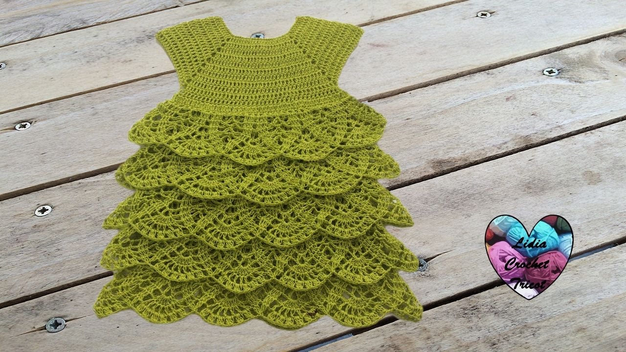 Robe Merveille crochet toutes tailles 1/2 / Magnificent ruffle dress all sizes (english subtitles)