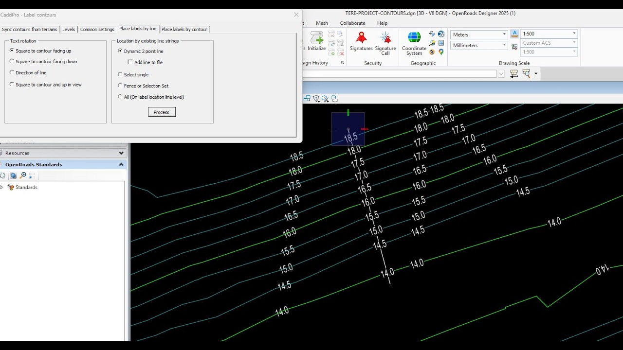 Contour labelling