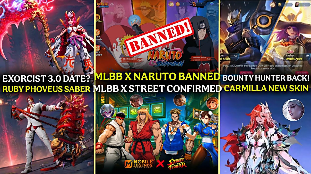 MLBB X  NARUTO BANNED? | STREET FIGHT COLLAB CONFIRMED | CARMILLA NEW SKIN | BOUNTY HUNTER RESALE 