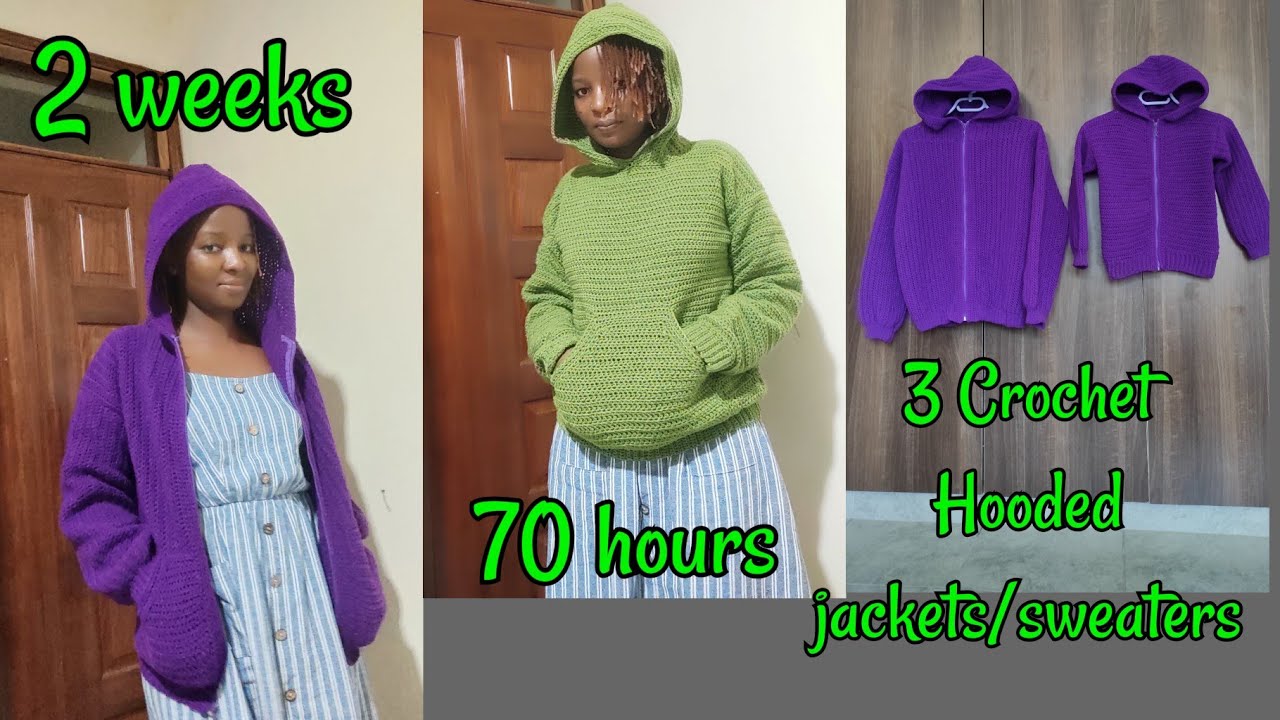 How I made 3 crochet hooded sweaters/cardigans in 2 weeks while still working a full-time job