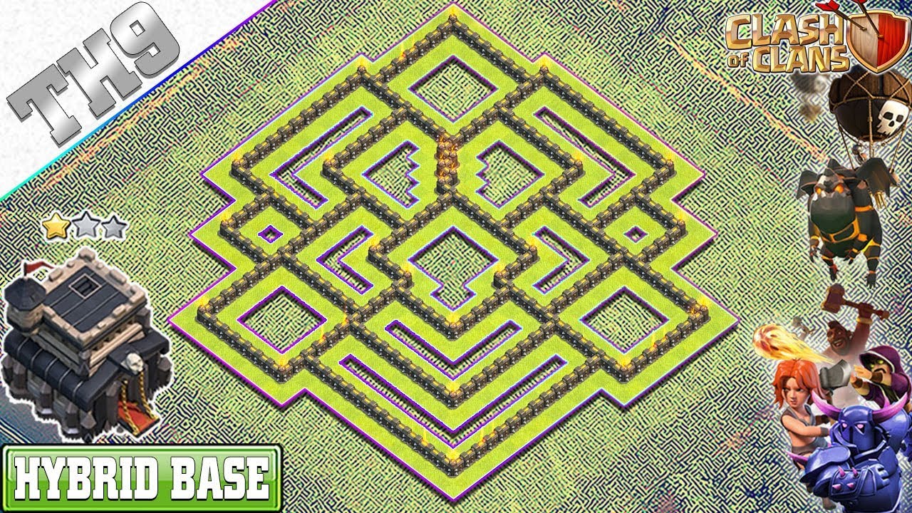 NEW BEST TH9 Base 2019 with REPLAY | Anti 3/2 Star TH9 Hybrid Base with Copy Link - Clash of Clans