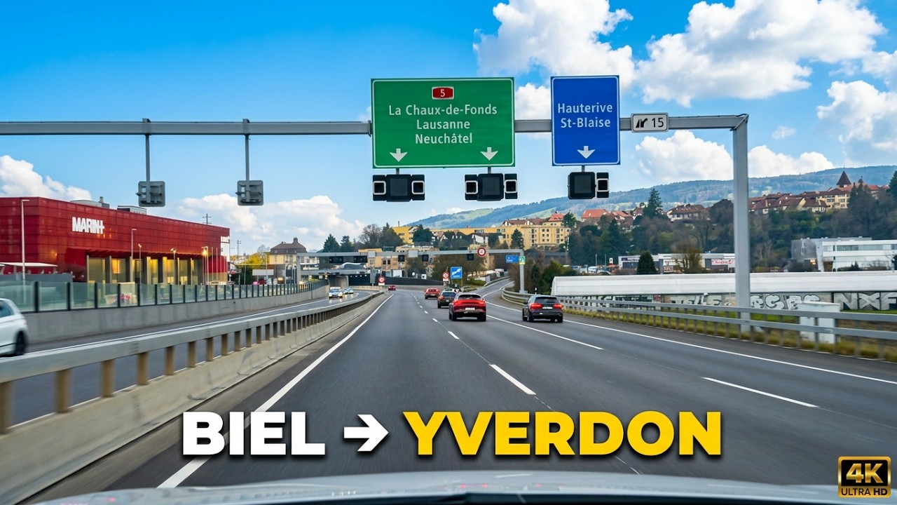 Biel Bienne To Yverdon les Bains | 4K Roads view 