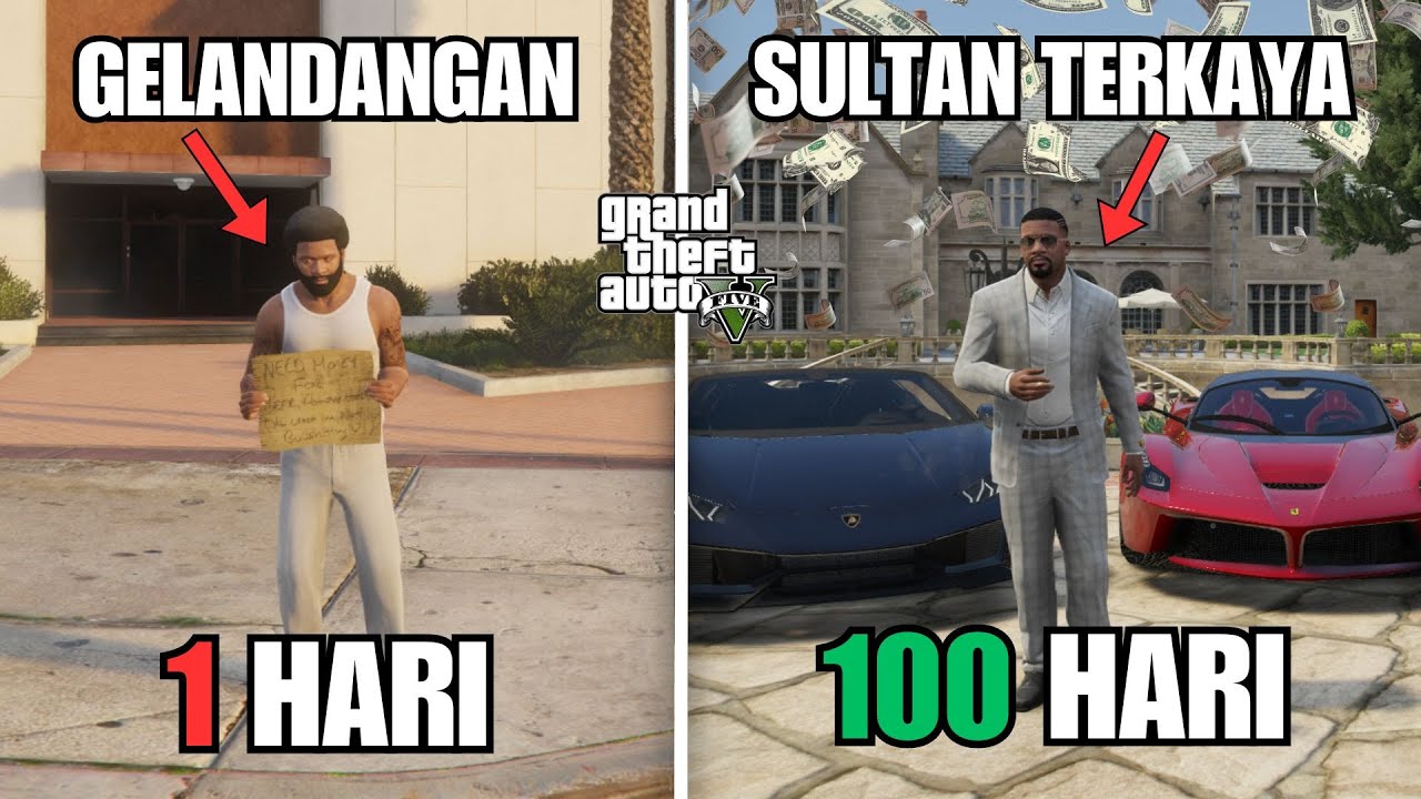 100 HARI DI GTA 5 DARI GELANDANGAN SAMPE JADI SULTAN PALING KAYA