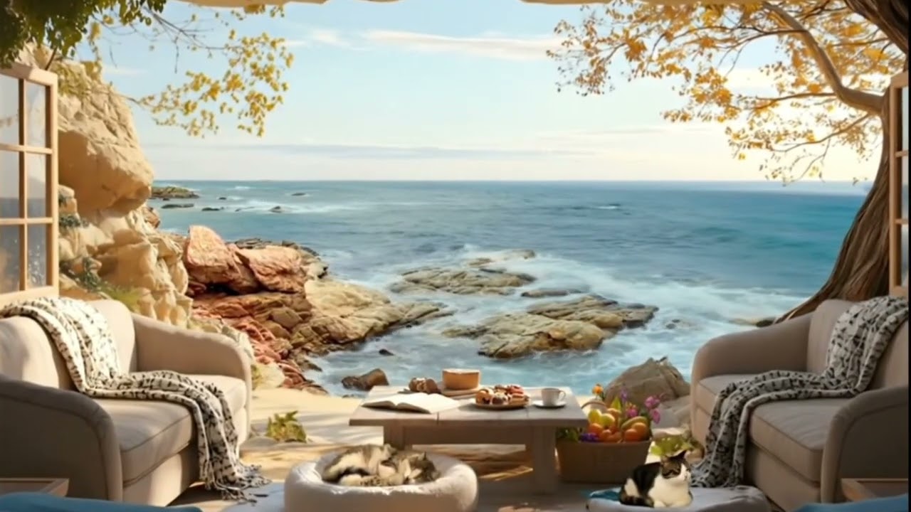 Tropical Paradise Seaside Café ☕ Smooth Bossa Nova & Cozy Terrace for Deep Relaxation