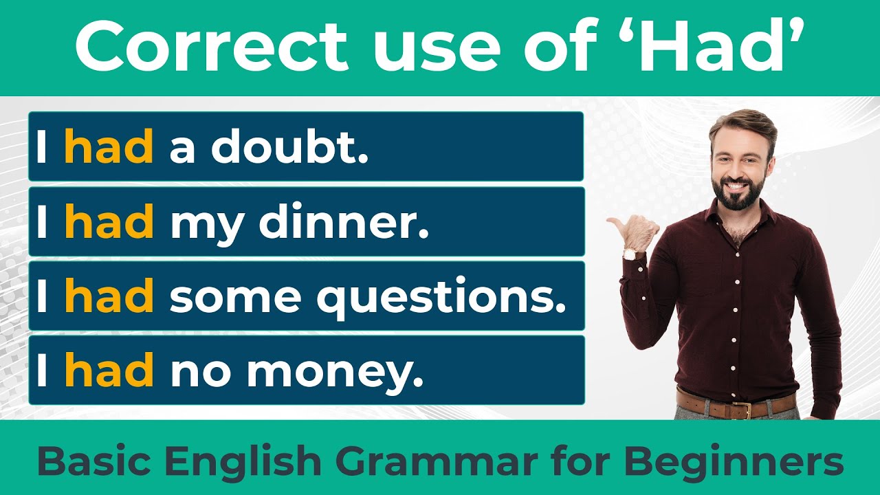 Correct use of Had || Basic English Grammar for Beginners || English Speaking Course
