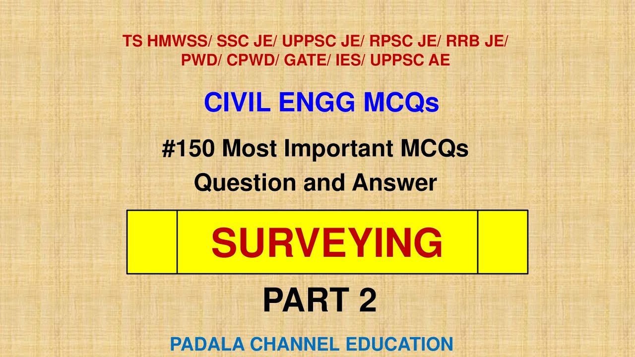 150 most important surveying MCQs for competitive exams with answers 2023 | civil engineering Part 2
