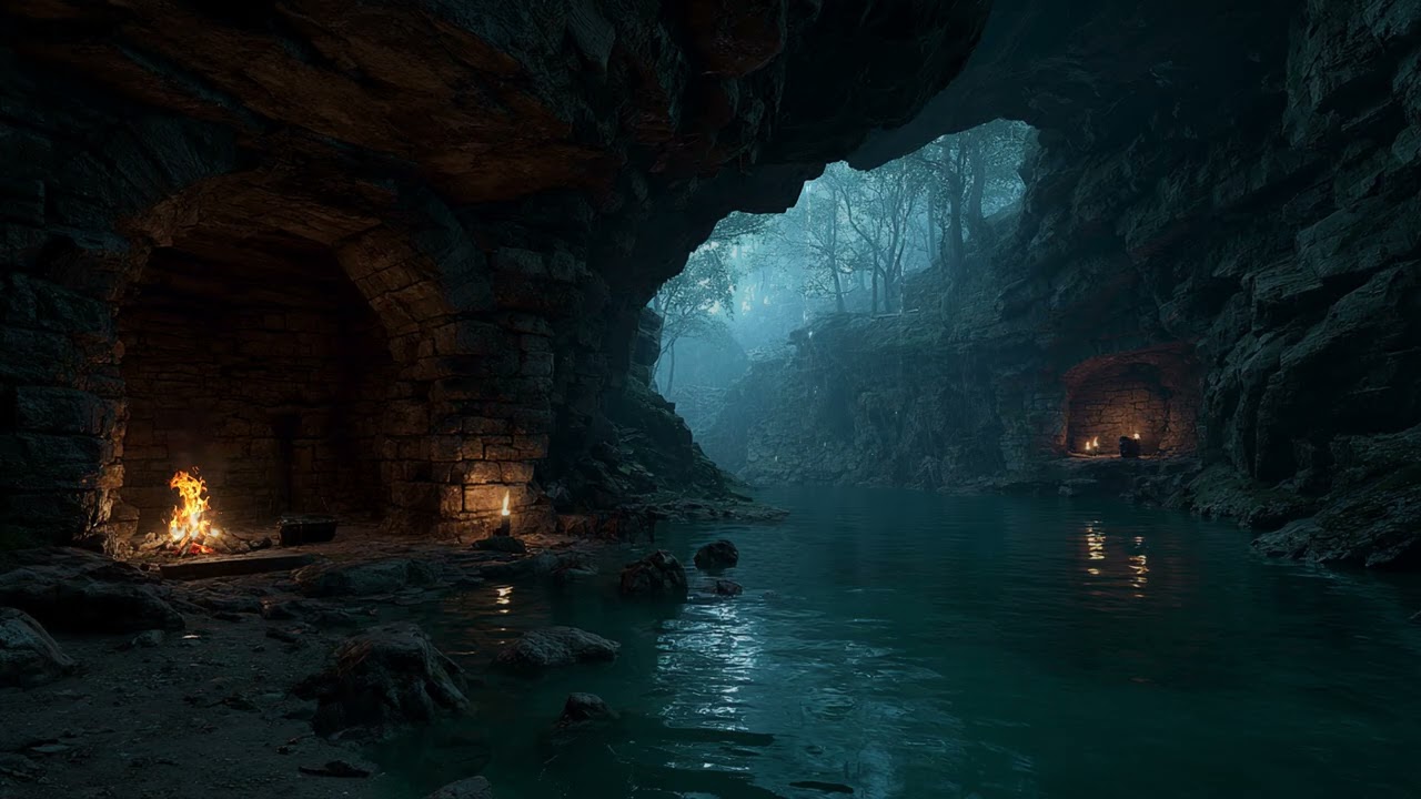 Dark Forest Cave During a Massive Night Storm | Rolling Thunder Ambience