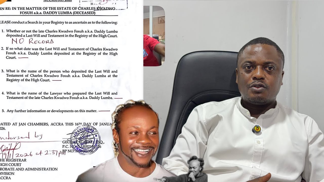 Lawyer Akomea Breaks down how Daddy Lumba Properties will be shared now that there’s no WILL