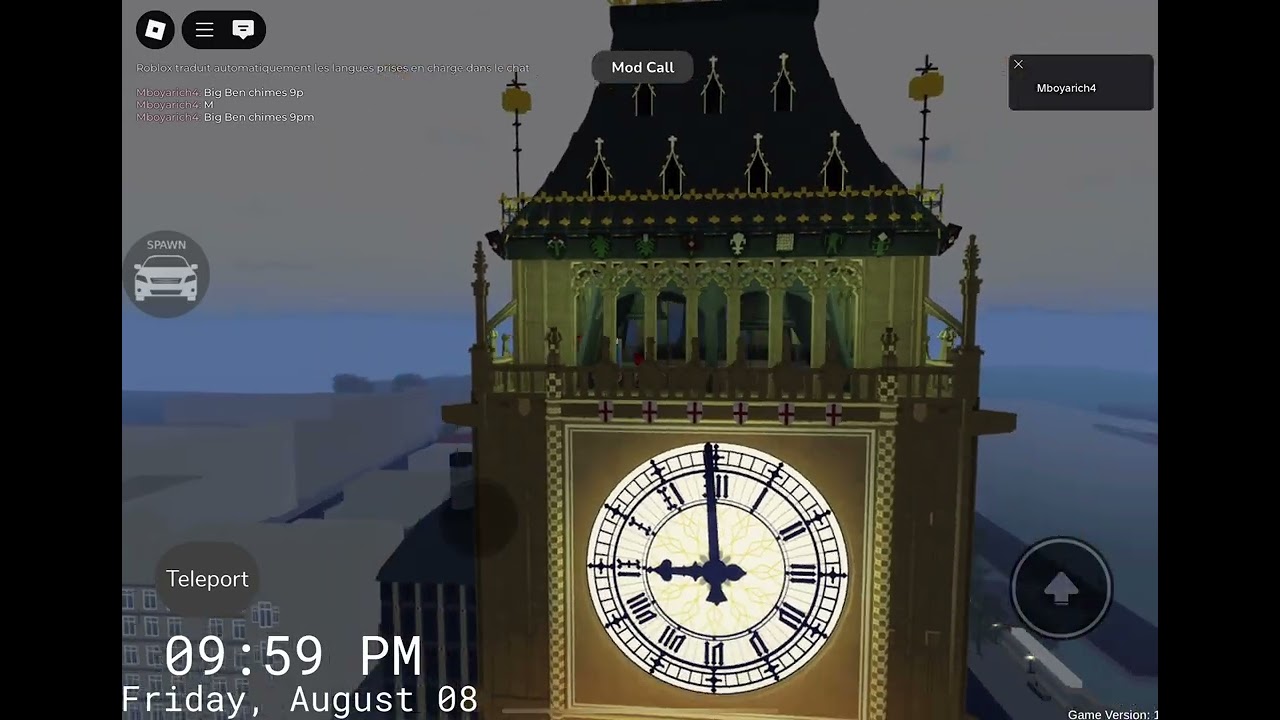 Big Ben chimes 9pm roblox of the rain